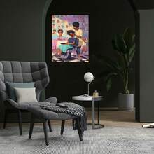 Arte de Pared Bohemio Moderno 2D Plano, 1 Pieza - Silla de Salón, Retrato Acuarela Adecuado para Oficina, Sala de Estar, Regalo para Graduación, Pascua, Estética de Habitación Minimalista, Decoración Colgante, 2D Plano - Enmarcado - Ver 2