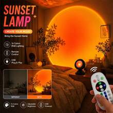 The RGB Sunset Lamp Fixture Offers 16 Different RGB Colors, 4 Lighting Modes, And Convenient Remote Control Functions. It Can Create A Perfect Atmosphere For Relaxation, Photography, Or Gatherings. It Is Powered By USB And Easy To Use, Making It An Ideal Aesthetic Lighting Upgrade Choice For Any Room. - 黑色 - 查看 1