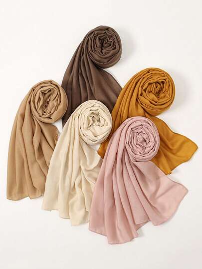 1pc New Lightweight Solid Color Linen Scarf/Shawl