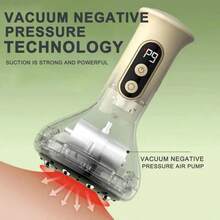 Electric Cupping, Scraping, And Massage All-In-One Machine. It's USB Rechargeable, Features 9 Heating Levels, A Sliding Ball Bearing, And An LCD Display. Suitable For Home Massage, It Can Be Used On The Back, Arms, And Legs. A Great Gift Option. 1000 MAh Battery - Light Yellow - View 2