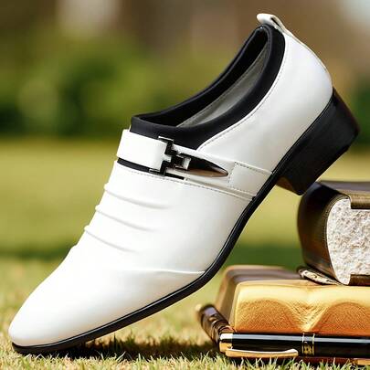 Men British Style Pointed Toe Loafers, Elegant Formal Dress Shoes, Comfort Footwear For Wedding Business Social Occasions, Perfect Men Gift