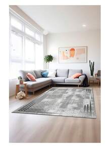 Alfombra moderna turca Almohadilla de área con estampado minimalista + Opciones de tamaño de 80x250 cm a 180x280 cm Fabricada en Turquía - verde menta - Ver 1