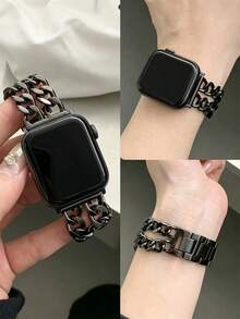 1条不锈钢表带，兼容 42mm、38mm、40mm、41mm、44mm、45mm、46mm、49mm，时尚智能手表替换表带，适用于Series Ultra2、Ultra SE2、SE 11、10、9、8、7、6、5、4、3、2、1，可作为学生返校礼物 - 黑色 - 查看 9