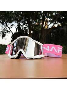 1 Set Of Outdoor Cycling Goggles, Motorcycle Off-Road Dustproof Goggles, And Sports Windproof Ski Goggles, With A Storage Bag And Lens Cleaning Cloth. Colored And Clear Lenses Are Available. Suitable For Cycling, Skiing, And Surfing. - 彩色 - 查看 1