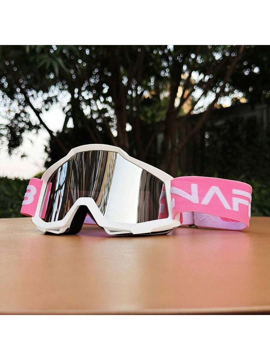 1 Set Of Outdoor Cycling Goggles, Motorcycle Off-Road Dustproof Goggles, And Sports Windproof Ski Goggles, With A Storage Bag And Lens Cleaning Cloth. Colored And Clear Lenses Are Available. Suitable For Cycling, Skiing, And Surfing. - 彩色 - 查看 1