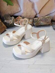Women's Fashion Thick Bottom Sandals With Ruched Strap, Closure, & Open-Toe - Be - Xem 7