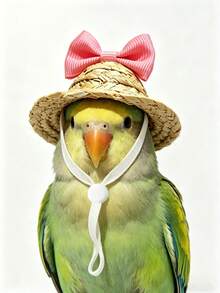 Sombrero de paja mini ajustable para hámsteres, sombreros decorativos para lagartos, camarrones, loros, pájaros pequeños - Champán - Ver 5