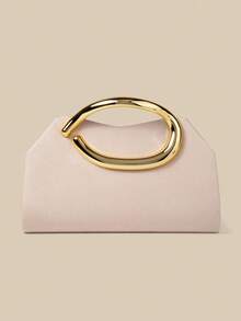 1pc Apricot Women's Clutch Bag, High-End Velvet Envelope Style Handbag With Flap Design, Suitable For Holidays, Vacations, Summer, Beach, Business Commute And Other Occasions, Multifunctional Crossbody Bag, Casual Minimalist, Essential Item For Beach, Party, Vacation - Apricot - View 11