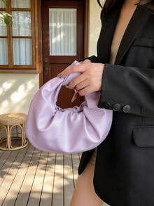 SIMUTINE Unique High-Quality Cloud-Shaped Handbag, New Pleated Underarm Bag, Fashionable Handheld Small Purse, PU Material, Suitable For Daily Use, Shopping, Commuting, Work, University - Purple - View 3