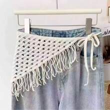 1 chiếc khăn tam giác tua rua ren, khăn choàng đầu thời trang cho nữ, thanh lịch - Nhiều màu - Xem 3
