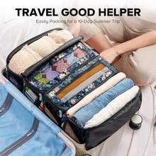 Organizador de maletas, organizador de equipaje de viaje, estantes colgantes, cubeta de embalaje, clóset, organizador de viaje portátil plegable para equipaje de mano, Berry-M-4 Tier, Mediano - Berry 4 pisos - Ver 6