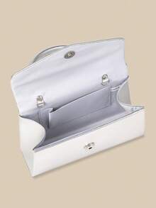 1 Piece White PU Material Flap Clutch Bag With Luxury Metal Decoration, Showing Fashion And Elegance, Suitable For Holding, Carrying, Wearing On The Shoulder Or Crossbody, P - 柔和淡色 - 查看 8