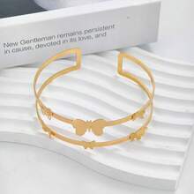A Simple, Stylish, High-End Hollow Butterfly Three-Dimensional Metal Open Arm Bracelet - 銀色 - 查看 2