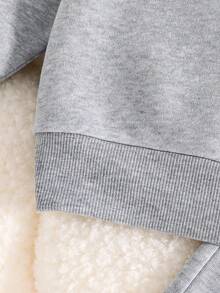 Baby Girl Ribbon Bow Decor Round Neck Long Sleeve Top And Pants Set - Grey - View 6