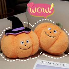 Halloween Realistic Pumpkin Plush Pillow, Cute Yellow Hat Pumpkin Throw Pillow, Comforting Soft Cushion, Home Living Room Bedroom Decor Pumpkin Ornament Sofa Pillow - Multiple Colors - View 4