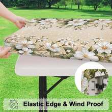 1pc Romantic Vintage Rose Pattern Tablecloth, French Elegant Floral Print Rectangular Table Cover, Home Kitchen Tablecloth, Indoor/Outdoor Use, Home Decor, Suitable For Mother's Day, Wedding, Birthday, Anniversary - A - View 9