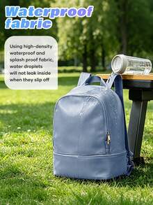 Student Backpack With Separate Shoe Compartment, Lightweight Travel Backpack Suitable For Work, Fitness, Daily Use, Casual Backpack With Hidden Pocket And Large Main Compartment, Perfect For Weekend Trips, Sports, Commuting And Daily Use, Large Capacity Student Bookbag With Multiple Pockets For High School And College Students, Fits 14-15.6 Inch Laptop, With Shoe Compartment Divider, Adjustable Shoulder Straps, Airline Approved Carry-On Backpack, Essential Backpack For Outdoor Commuting, Learning And Travel - Multicolor - View 7