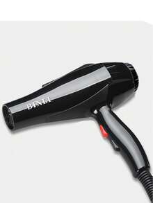 1pc Hair Dryer With Hurricane Nozzle And Diffuser, 2 Switches, One-Touch Cold Air Switch, Multiple Speed Settings - Black - View 1
