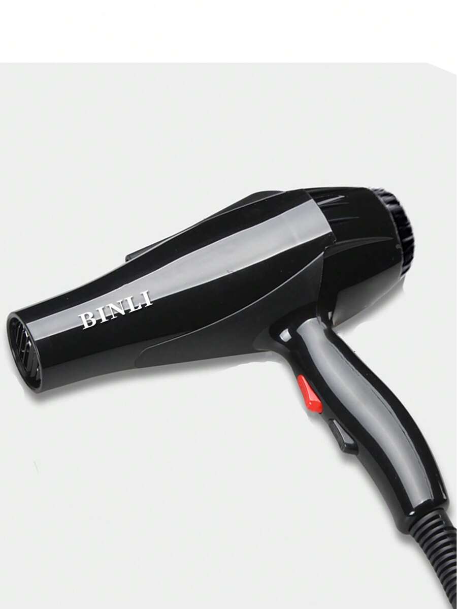 1pc Hair Dryer With Hurricane Nozzle And Diffuser, 2 Switches, One-Touch Cold Air Switch, Multiple Speed Settings - Black - View 1