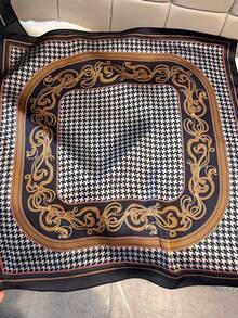 1 chiếc khăn choàng cổ bằng satin in họa tiết kẻ caro đen trắng kiểu Baroque, kích thước 65x65cm, nhẹ, đa năng, phù hợp cho mọi mùa, đi chơi hàng ngày, dự tiệc và du lịch. - Nhiều màu - Xem 14