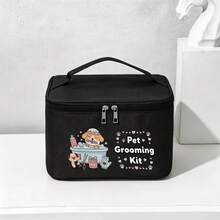 Kit de aseo para mascotas, bolsa de almacenamiento con estampado de perro lindo, organizador de herramientas de belleza de gran capacidad - Multicolor - Ver 8