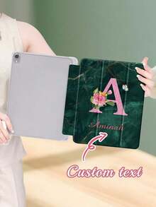 Pink-Toned Lettering Tablet Case With Customisable Name Or Commemorative Date, Featuring A Stylus Slot, Tri-Fold Stand Design, Compatible With IPad Mini 4/5/6/7, Suitable For 9. 7-Inch (2017/2018) And 10. 2-Inch (7th-9th Generation), Air (3rd/4th/5th/6th Generation) And Pro (9. 7, 11, 12. 9-Inch) Tablets. - 白色 - 查看 8