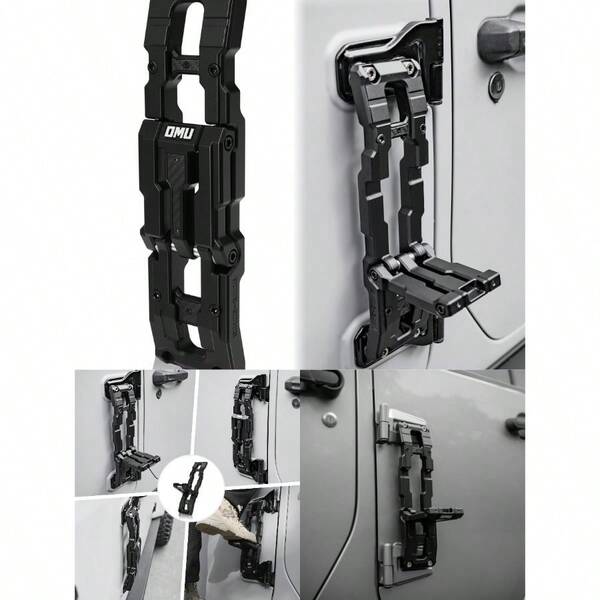 OMU Genesis Series Door Hinge Step Aluminum Door Hinge Step Folding Foot Pedal Side Ladder Compatible With 2007-2017 JK, 2018-2026 JL 2020-2026