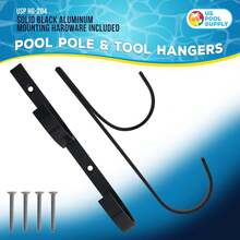 U.S. Pool Supply Pool Pole Hanger - 2 Black Aluminum Pool Hooks For Poles - Equipment Fence Hook For Nets, Skimmers, Leaf Rakes, Vacuums, Vacuum Hoses, Telescopic, Attach Accessories, Holder Organizer - ColorA - View 2