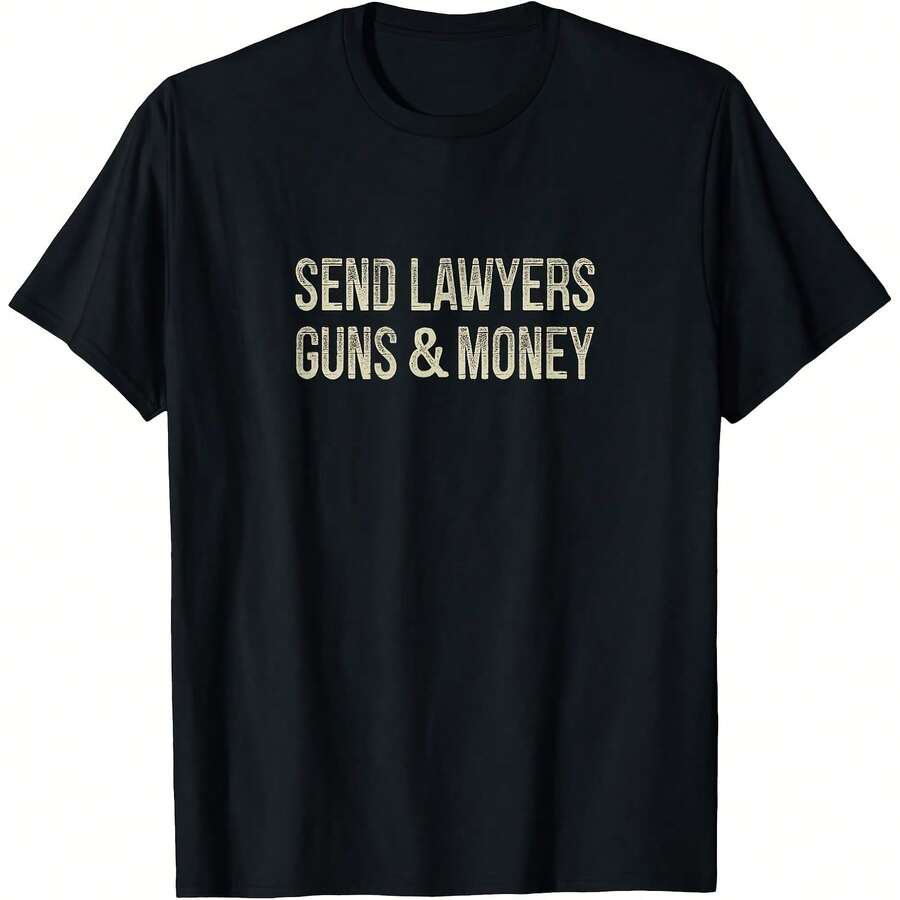 Send Lawyers Guns And Money - Vintage Style - T-Shirt - Black - View 1