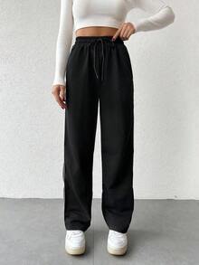 Women's Drawstring Waist Sweatpants - Coral Pink - View 7