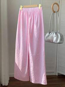 Women's Casual Pants With Contrasting Checks - 羅莎 - 查看 2