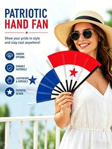 Patriotic Flag Hand Fan, Foldable Portable Hand Fan, Fan Portable For World Cup, Sports Games & Summer Parties,Camping,Travel Essential - Multicolor - View 3