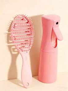 2pcs Comb Set - Including 200ml Spray Bottle And Hollow Hair Comb, Scalp Massage Comb, Styling Brush, Durable ABS Plastic Handle, Suitable For All Hair - Multicolor - View 1