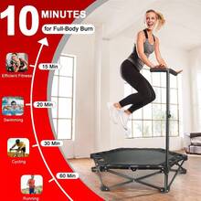 42" Foldable Trampoline Handrail Rebounder Folding Fitness Exercise Home Tool - 106.5*26*115cm - View 4