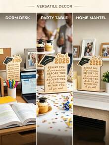 1pc 2026 Graduation Wooden Sign, Inspiring Engraved Graduation Memento, Graduation Party Decor, High School/College Graduation Gift - Custom-made Wood-plastic Composite 2026 Ornament - View 4