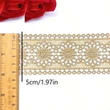 1/5碼金色鏤空刺繡蕾絲飾邊，手工裝飾配件，適用於DIY服飾、家居裝飾、DIY牛仔褲、手工縫製及初學者縫製 - 多色B - 查看 6