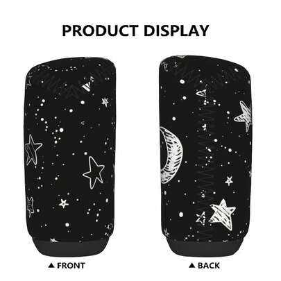 1 cái bọc cần số in hình sao và trăng, làm từ sợi polyester, phụ kiện xe hơi đa năng, dùng được cho cả nam và nữ.