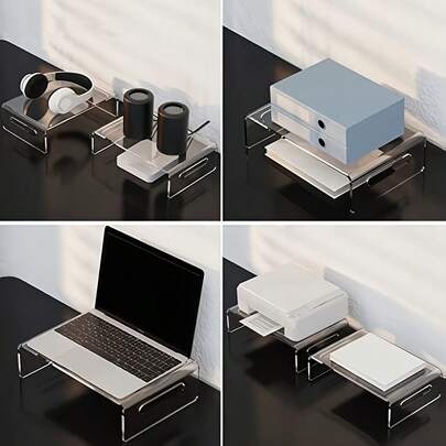Kệ để bàn bằng acrylic, thích hợp để đựng laptop, sách, đồ trang trí, nước hoa, kính mắt, cây mọng nước, sản phẩm trị liệu bằng hương thơm và đồ trang trí nhà cửa; kệ trưng bày để bàn theo phong cách tối giản hiện đại.
