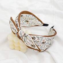 Băng đô rộng bằng vải satin họa tiết hoa điều, băng đô tai thỏ thắt nút đa năng thời trang Hàn Quốc, phụ kiện đội đầu hàng ngày, quà tặng ngày lễ. - Nhiều màu - Xem 13