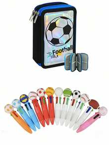 1 Set Cartoon Pencil Case, Large Capacity Student Stationery Box + Multi-Color Ballpoint Pens, Suitable For Students, Ideal For Student Groups - Three-layer Large Capacity Pencil Case - View 12
