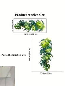 1片热带植物墙贴，热带棕榈叶墙贴，家居客厅卧室背景装饰绿叶夏威夷派对装饰，贴纸，墙贴，入口客厅门厅家居装饰墙贴，可移除贴纸 - A - 查看 6