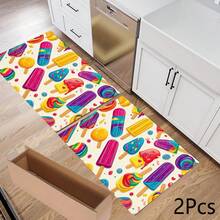 1 pieza Alfombrilla absorbente/secado con estampado de paleta de hielo colorida para cafetera, platos - Alfombrilla protectora absorbente de poliéster para escritorio con almohadilla antideslizante de goma, para decoración de la encimera de la cocina, bar en casa y mesa de comedor - Multicolor - Ver 11