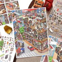 4sheets/Bag Sticker Pack Street Corner & Hot Spring Town Series, Exquisite Town Themed Landscape Stickers, Suitable For Decorating Cards, Photo Frames, Computers, Phone Cases, Water Bottles, Old Magazines, Pencil Boxes, Luggage And Desktop Decoration, Back To School Supplies Stickers - Sticker Pack - View 2