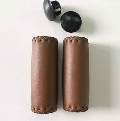 UPANBIKE Adults Kids Bike Grips Push On Retro Synthetic Leather Fit 22.2mm Handlebar End For Mountain Bike Road Bicycle (One Pair)