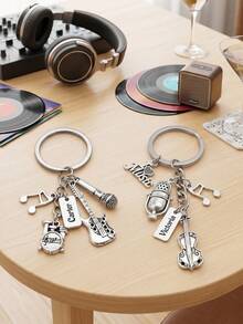 1 pièce Porte-clés personnalisé en métal avec note de musique, texte personnalisé, accessoire de porte-clés musical. Cadeau musical pour femmes, hommes, fille, fils, anniversaire, amateurs de musique, fête des instruments de musique pour adultes, cadeau de porte-clés pour amoureux de la musique pour voiture - Multicolore - Voir 5