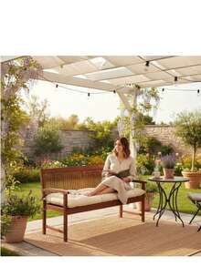 45 X 100 Cm Soft Fiber Filled Bench Cushion, Single Seat Pad (Bottom Only), Made In Turkey - Apricot - View 3