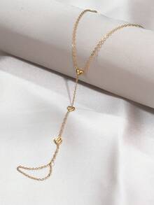 18K Gold Plated Elegant Zirconia Finger Chain Bracelet, Stainless Steel Women's Bracelet, Suitable For Valentine's Day, Party, Formal Occasions, Daily Wear, Date, Carnival, New Year, Wedding, Beach, Christmas, Anniversary, Elegant Mother's Day Gift, Bohemian Style Jewelry, Bridesmaid Gift - Gold - View 4