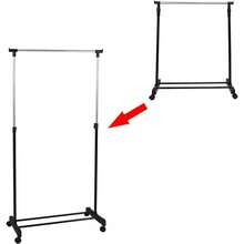 Clothes Rack on Wheels 90-158 cm Height Adjustable Clothes Rail Clothes Trolley Coat Rack with Wheels Black for Bedroom - B - Übersicht 3