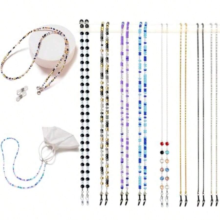 Damanse Eyeglass Chain8 Pcs Beaded Eye Glasses Strap Holders Around Neck For Women - 8pcsf - View 1