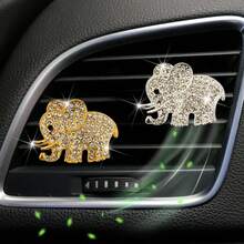 Sparkling Rhinestone Elephant Shaped Car Air Vent Clip, Delicate Rhinestone Car Fragrance Decor For Women - Elephant - View 1